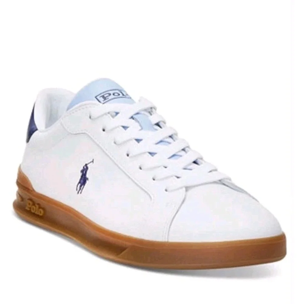Polo Ralph Lauren Men's Heritage Court Leather Sneakers White/Navy Size 9 NEW!